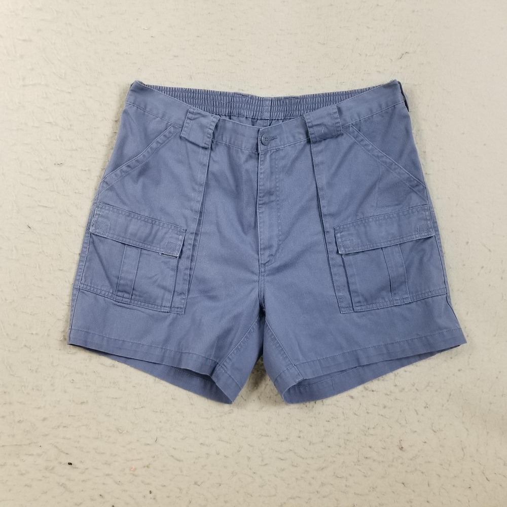 Weekender Cargo Shorts Mens 40‎ Blue Canvas Cotton Elastic Waist 5 Inseam Casual
